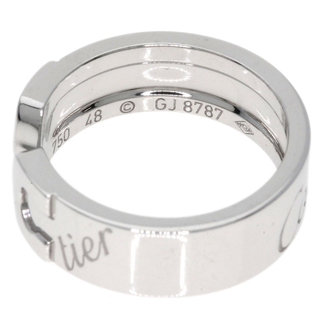 CARTIER Ring K18WG Silver 2C Ring Signature 2007 Limited Edition Logo #48 Women Used Authentic