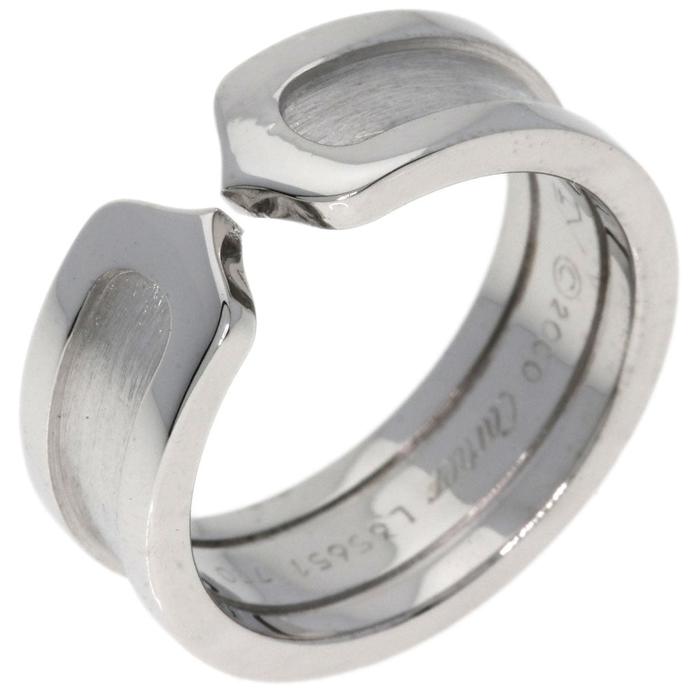 CARTIER Ring K18WG Silver C2 ring # 49 Women Used Authentic