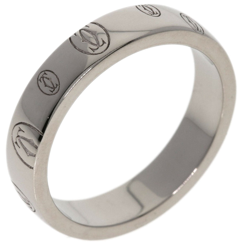 CARTIER Ring K18WG Silver Happy birthday # 50 Women Used Authentic