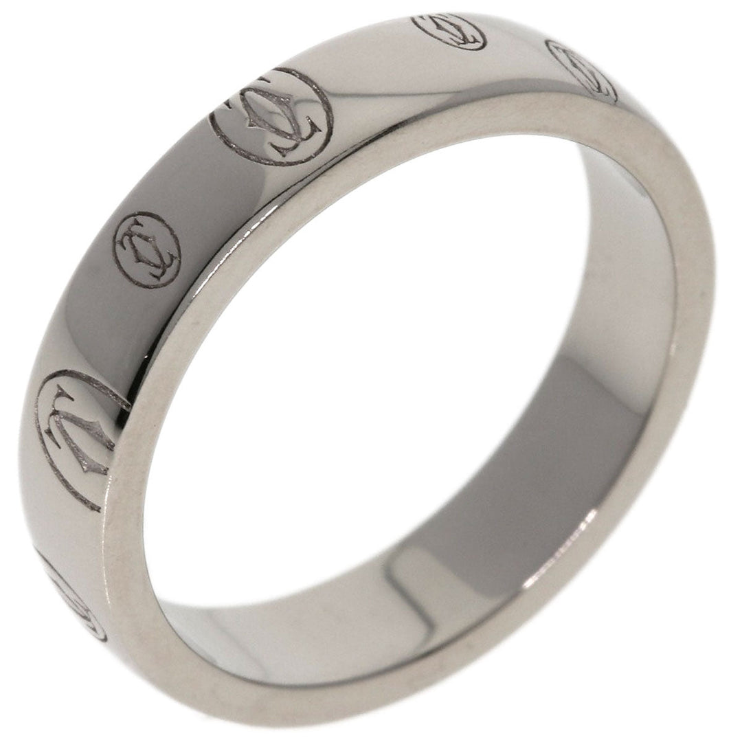 CARTIER Ring K18WG Silver Happy birthday # 50 Women Used Authentic