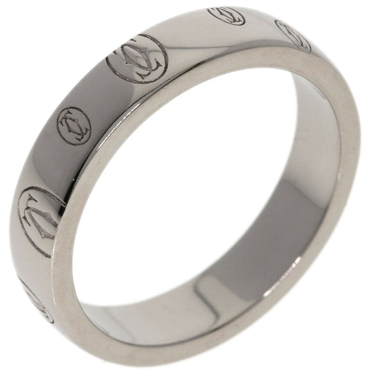 CARTIER Ring K18WG Silver Happy birthday # 50 Women Used Authentic