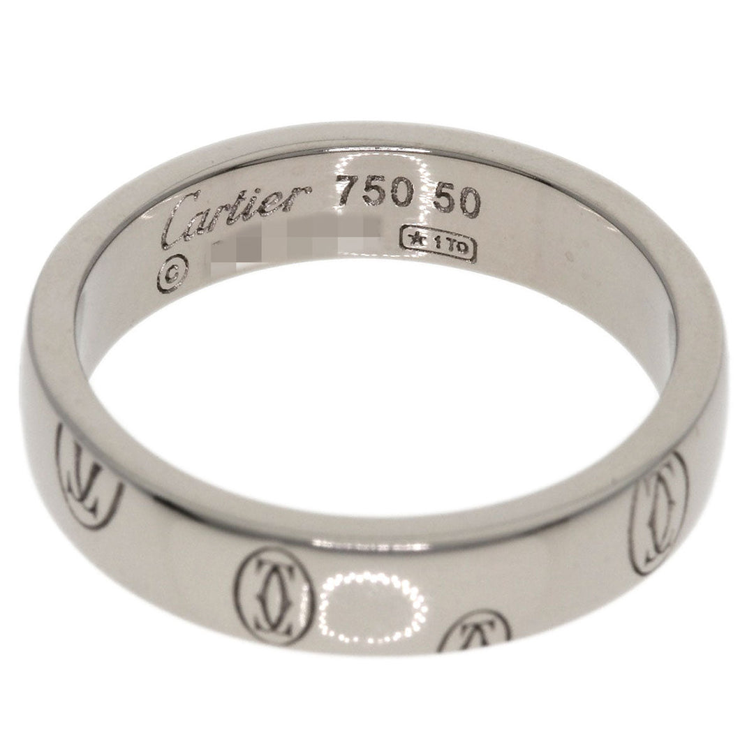 CARTIER Ring K18WG Silver Happy birthday # 50 Women Used Authentic