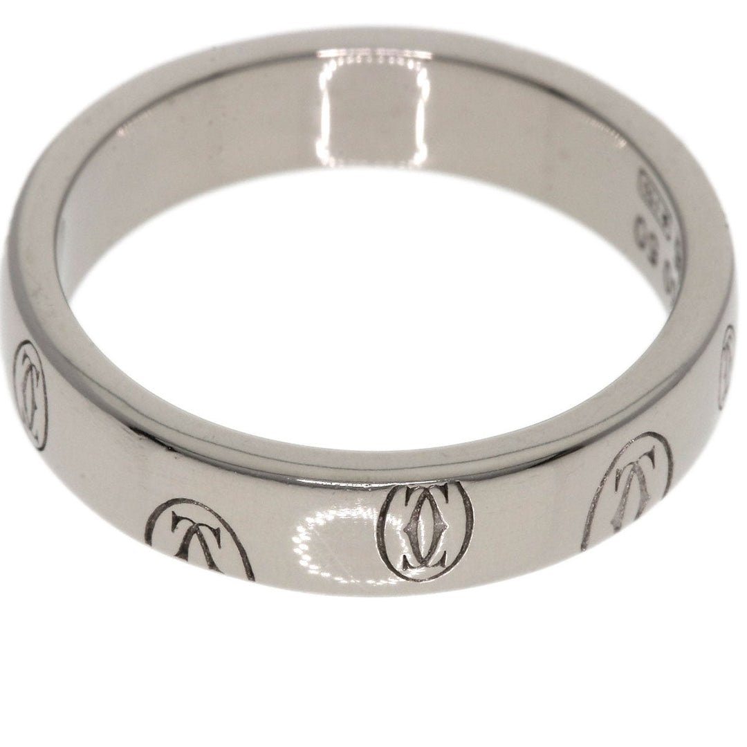 CARTIER Ring K18WG Silver Happy birthday # 50 Women Used Authentic