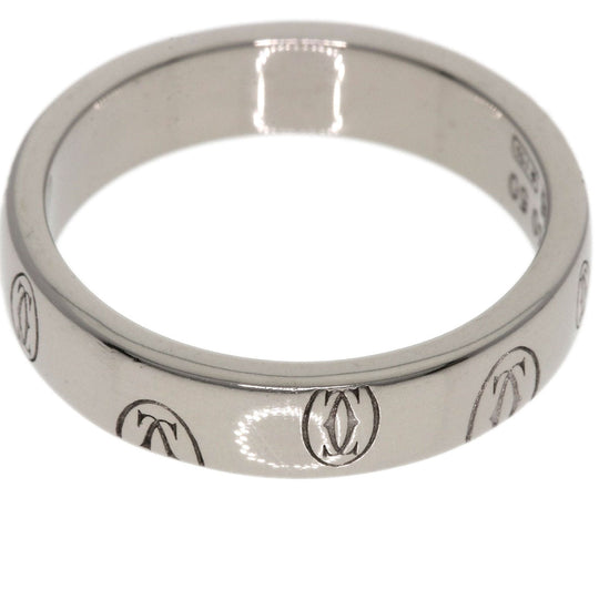CARTIER Ring K18WG Silver Happy birthday # 50 Women Used Authentic