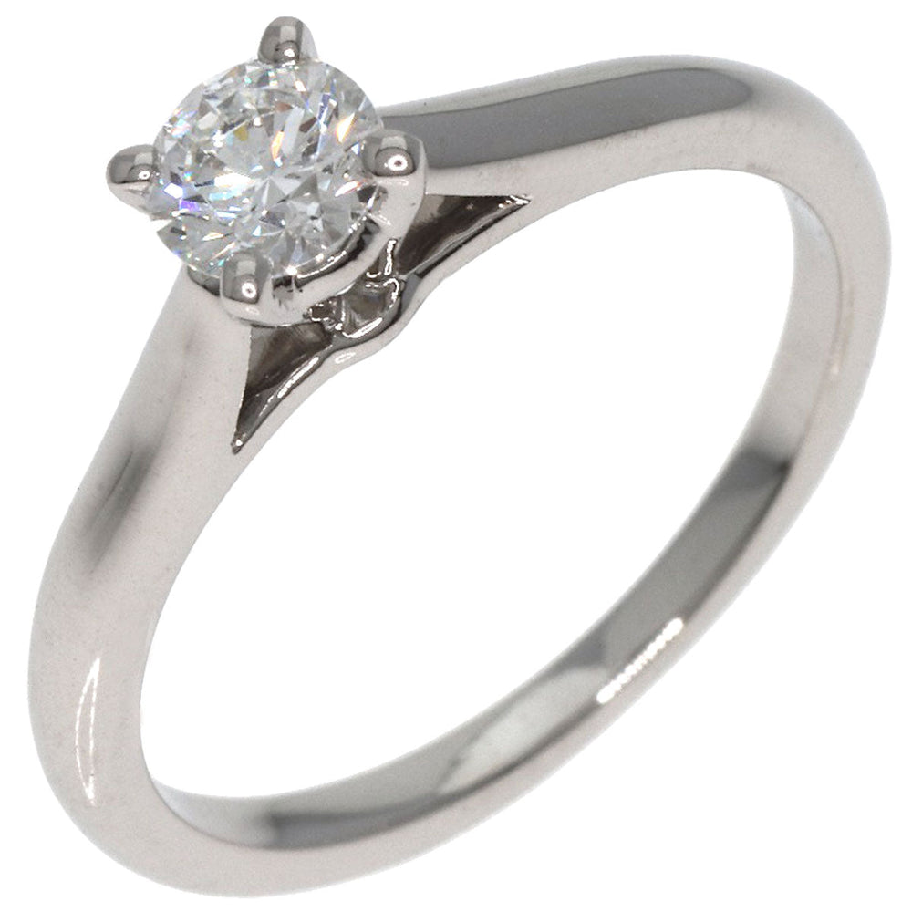 CARTIER Ring PT950 Silver Solitaire Diamond #45 Women Used Authentic