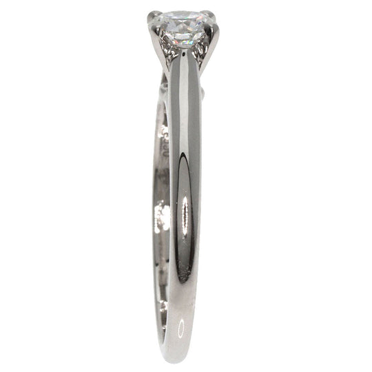 CARTIER Ring PT950 Silver Solitaire Diamond #45 Women Used Authentic
