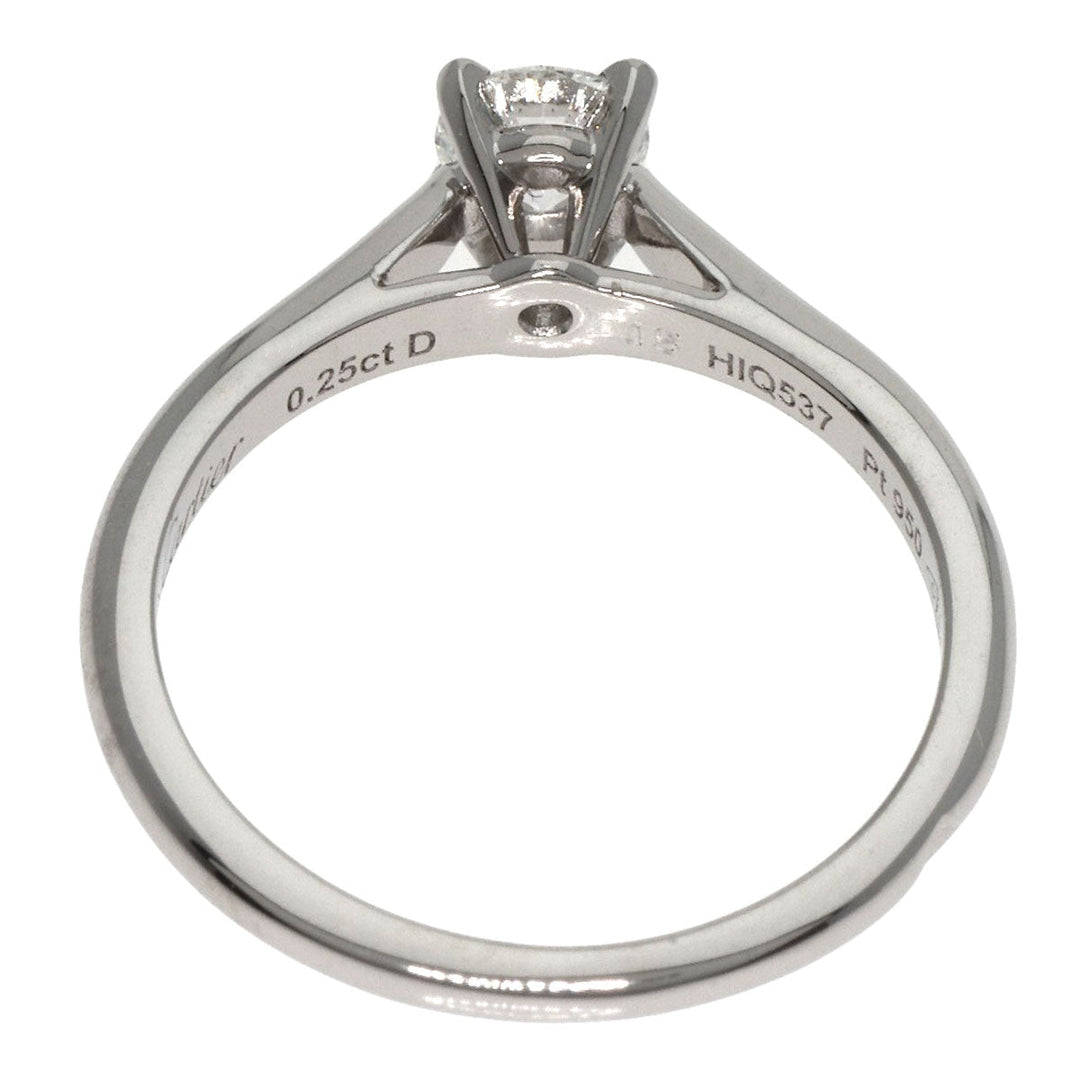 CARTIER Ring PT950 Silver Solitaire Diamond #45 Women Used Authentic