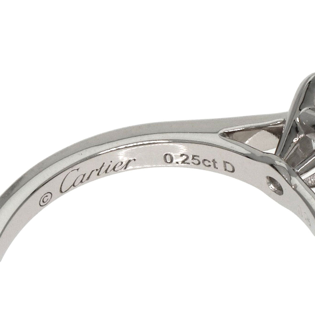 CARTIER Ring PT950 Silver Solitaire Diamond #45 Women Used Authentic