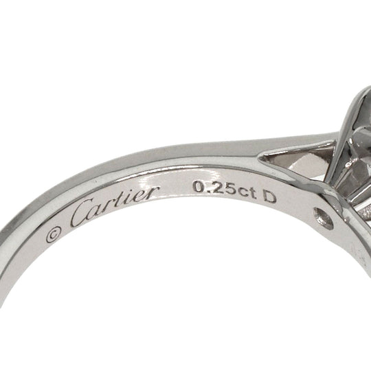CARTIER Ring PT950 Silver Solitaire Diamond #45 Women Used Authentic