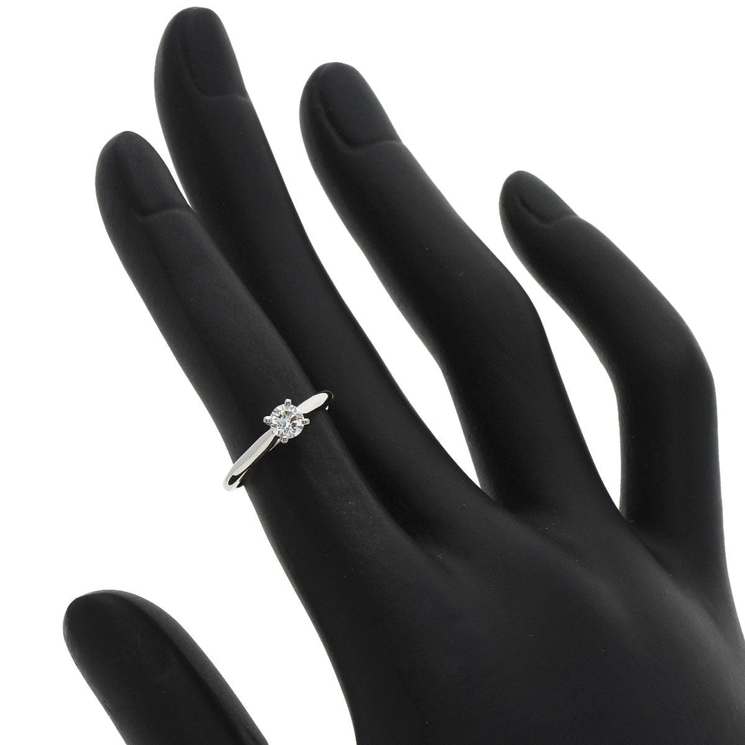 CARTIER Ring PT950 Silver Solitaire Diamond #45 Women Used Authentic