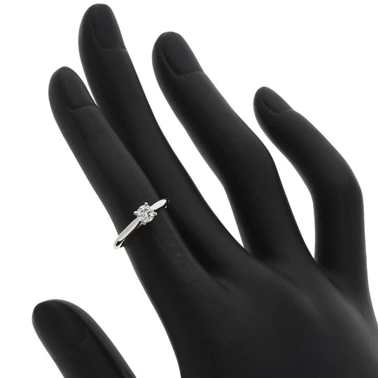CARTIER Ring PT950 Silver Solitaire Diamond #45 Women Used Authentic