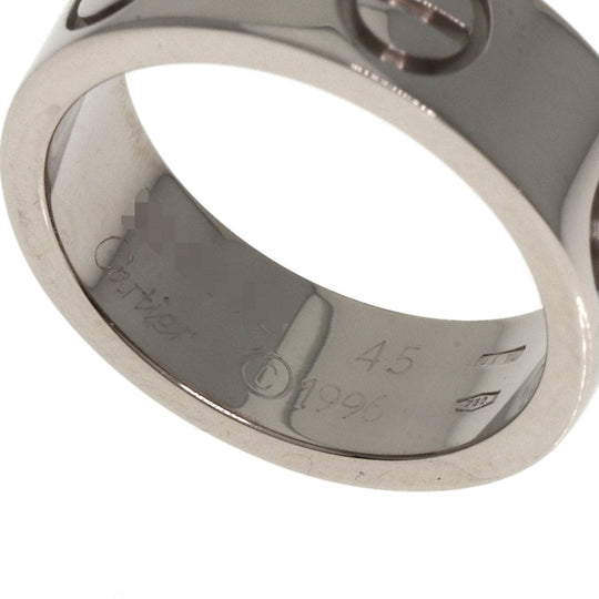 CARTIER Ring K18WG Silver Love Ring #45 Women Used Authentic