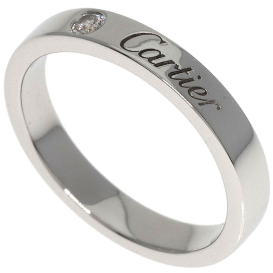 CARTIER Ring PT950 Silver Engraved 1P Diamond #48 Women Used Authentic