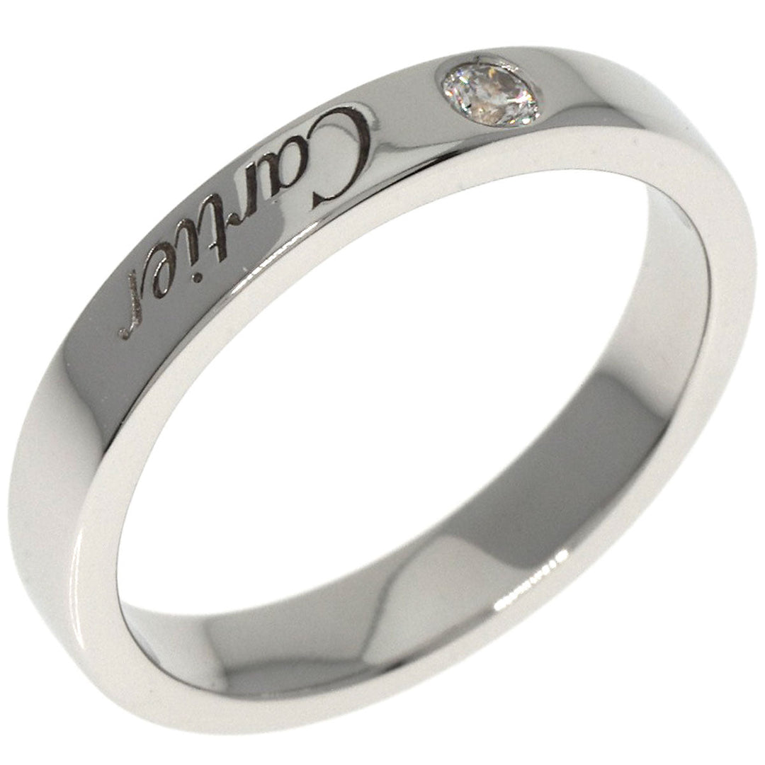 CARTIER Ring PT950 Silver Engraved 1P Diamond #48 Women Used Authentic