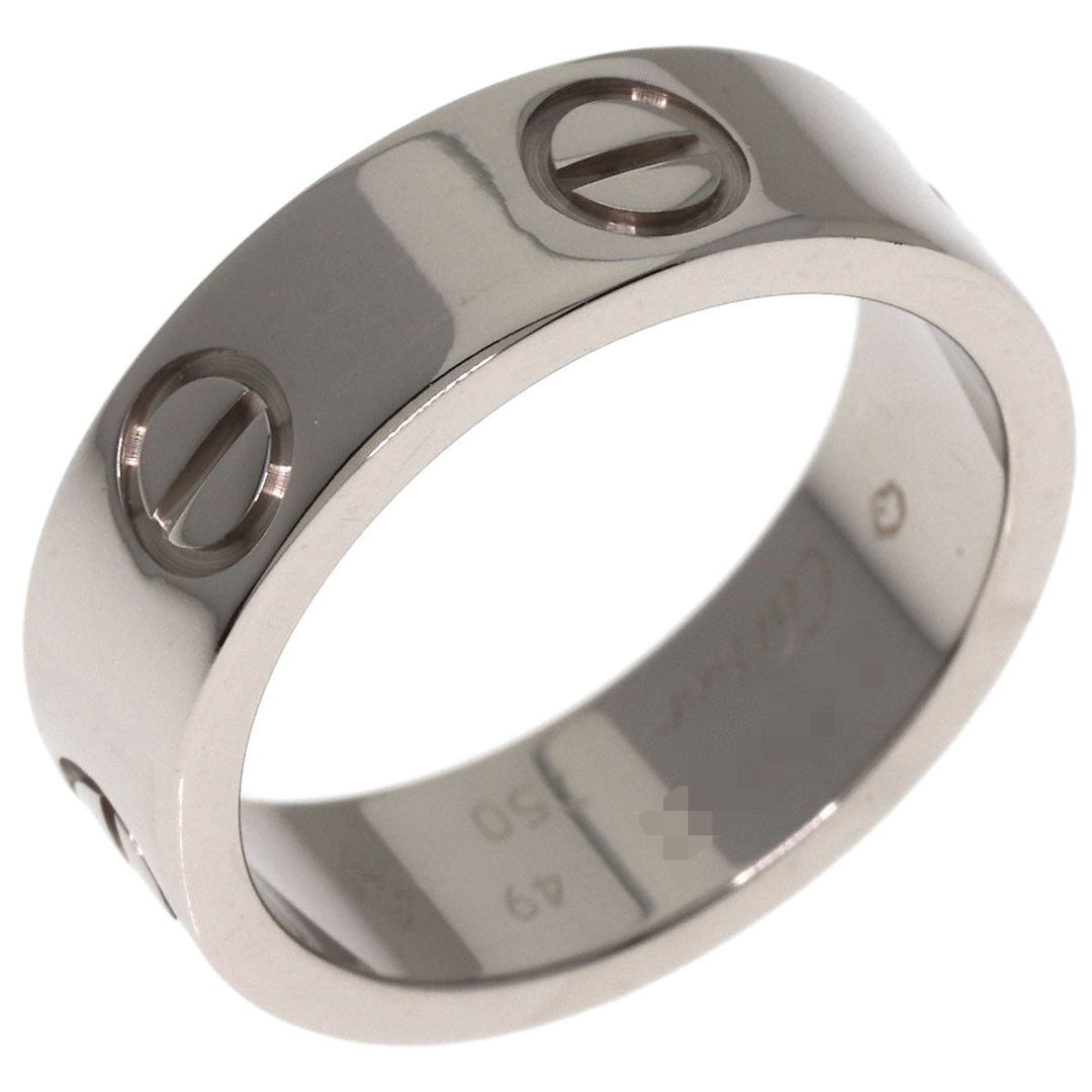 CARTIER Ring K18WG Silver Love Ring #49 Women Used Authentic