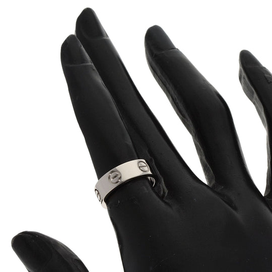 CARTIER Ring K18WG Silver Love Ring #49 Women Used Authentic