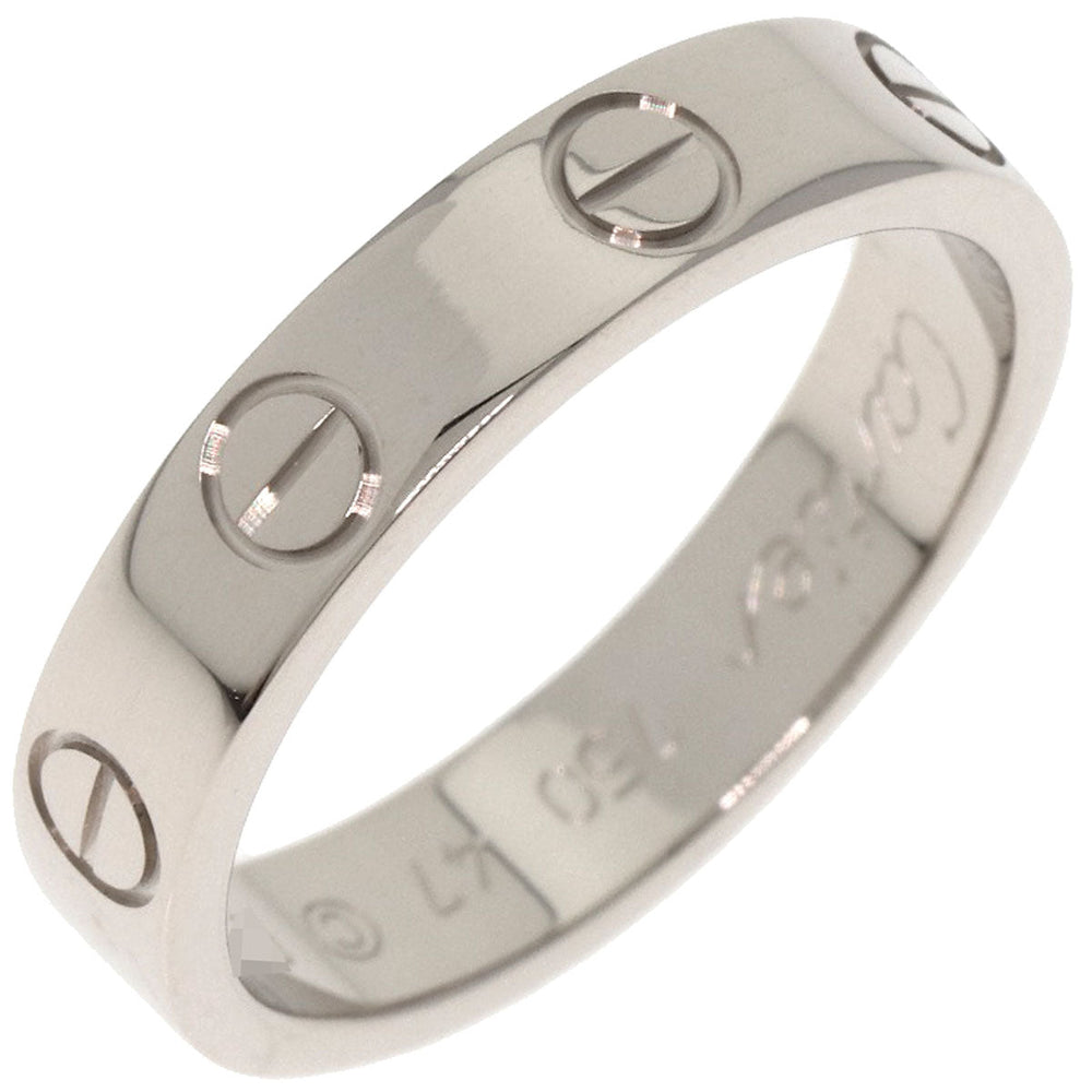 CARTIER Ring K18WG Silver Mini Love Ring #47 Women Used Authentic