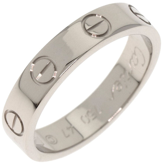 CARTIER Ring K18WG Silver Mini Love Ring #47 Women Used Authentic