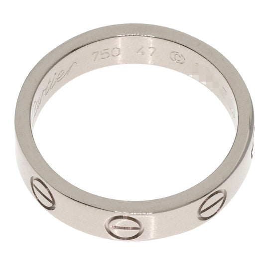 CARTIER Ring K18WG Silver Mini Love Ring #47 Women Used Authentic