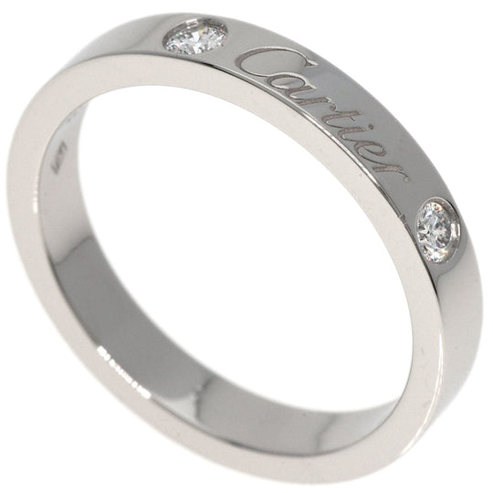 CARTIER Ring PT950 Silver Engraved 2P Diamond #50 Women Used Authentic