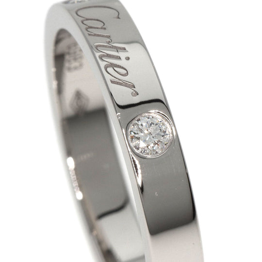 CARTIER Ring PT950 Silver Engraved 2P Diamond #50 Women Used Authentic