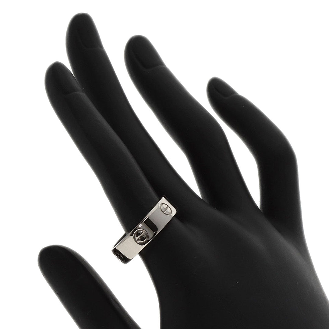 CARTIER Ring K18WG Silver Love Ring #62 Women Used Authentic