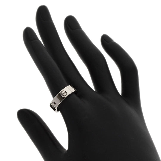 CARTIER Ring K18WG Silver Love Ring #53 Women Used Authentic