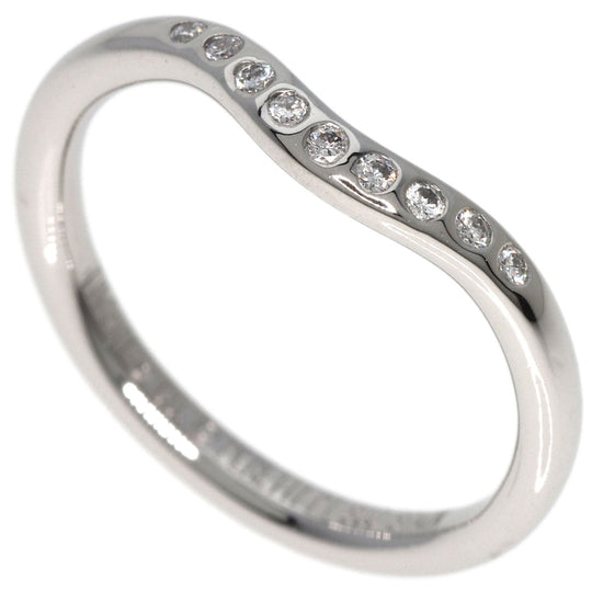 TIFFANY&Co. Ring PT950 Silver Curved band diamond Women Used Authentic