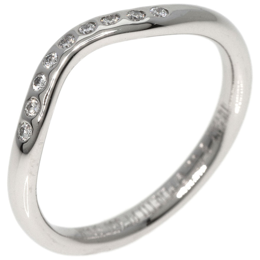 TIFFANY&Co. Ring PT950 Silver Curved band diamond Women Used Authentic