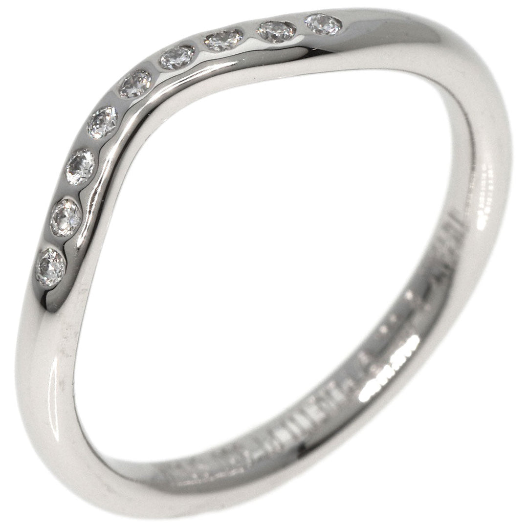 TIFFANY&Co. Ring PT950 Silver Curved band diamond Women Used Authentic