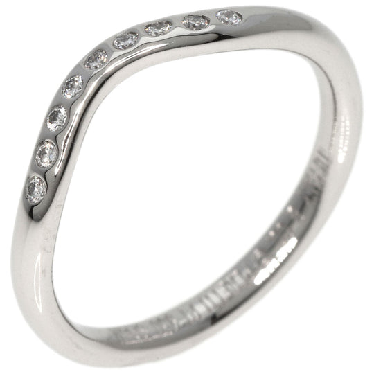 TIFFANY&Co. Ring PT950 Silver Curved band diamond Women Used Authentic