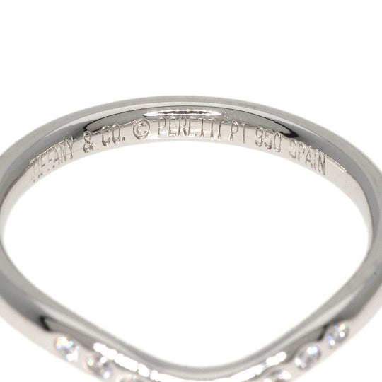 TIFFANY&Co. Ring PT950 Silver Curved band diamond Women Used Authentic