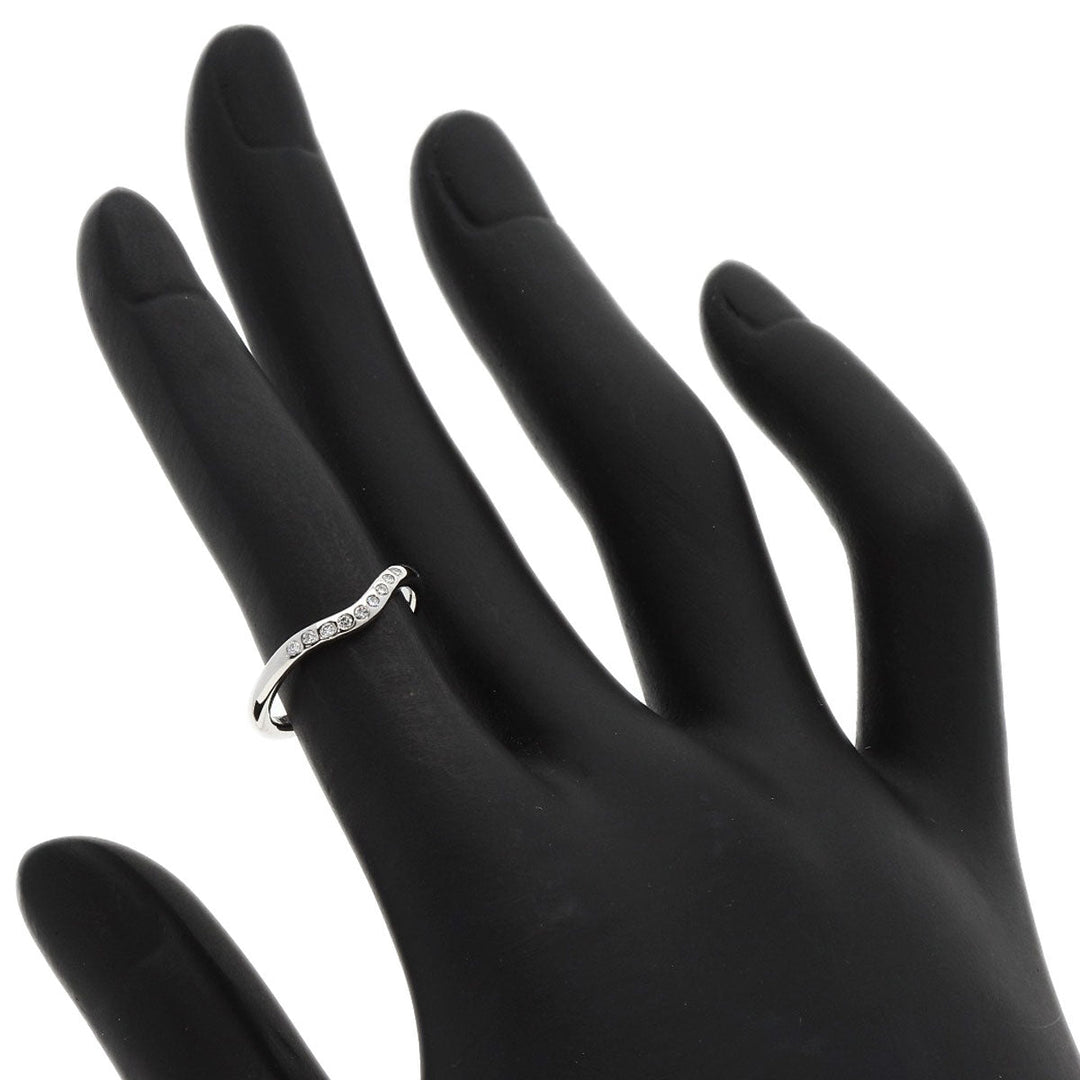 TIFFANY&Co. Ring PT950 Silver Curved band diamond Women Used Authentic