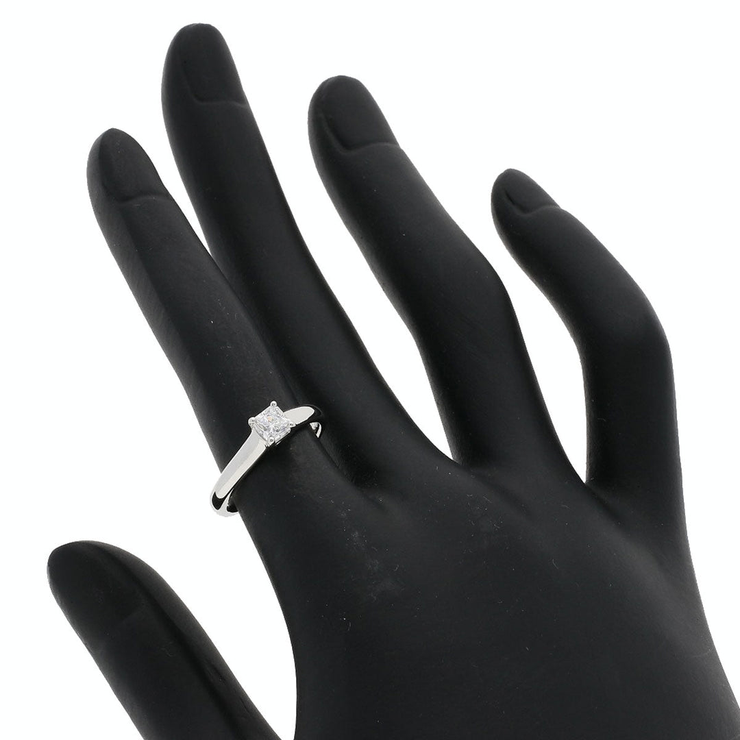 TIFFANY&Co. Ring PT950 Silver Square Princess Diamond Women Used Authentic