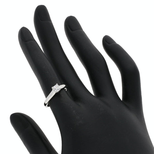 TIFFANY&Co. Ring PT950 Silver Square Princess Diamond Women Used Authentic