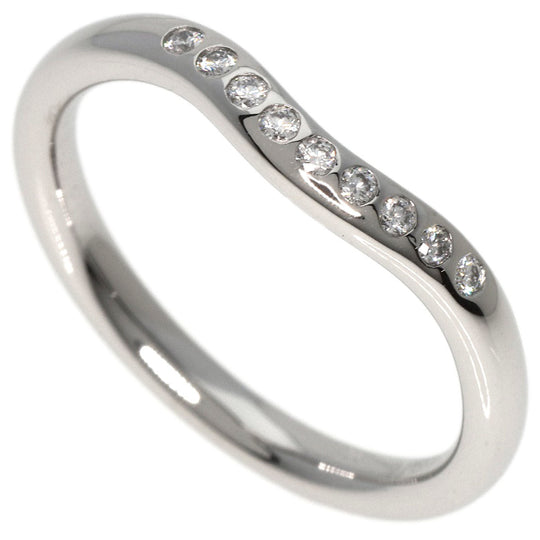 TIFFANY&Co. Ring PT950 Silver Curved band diamond Women Used Authentic