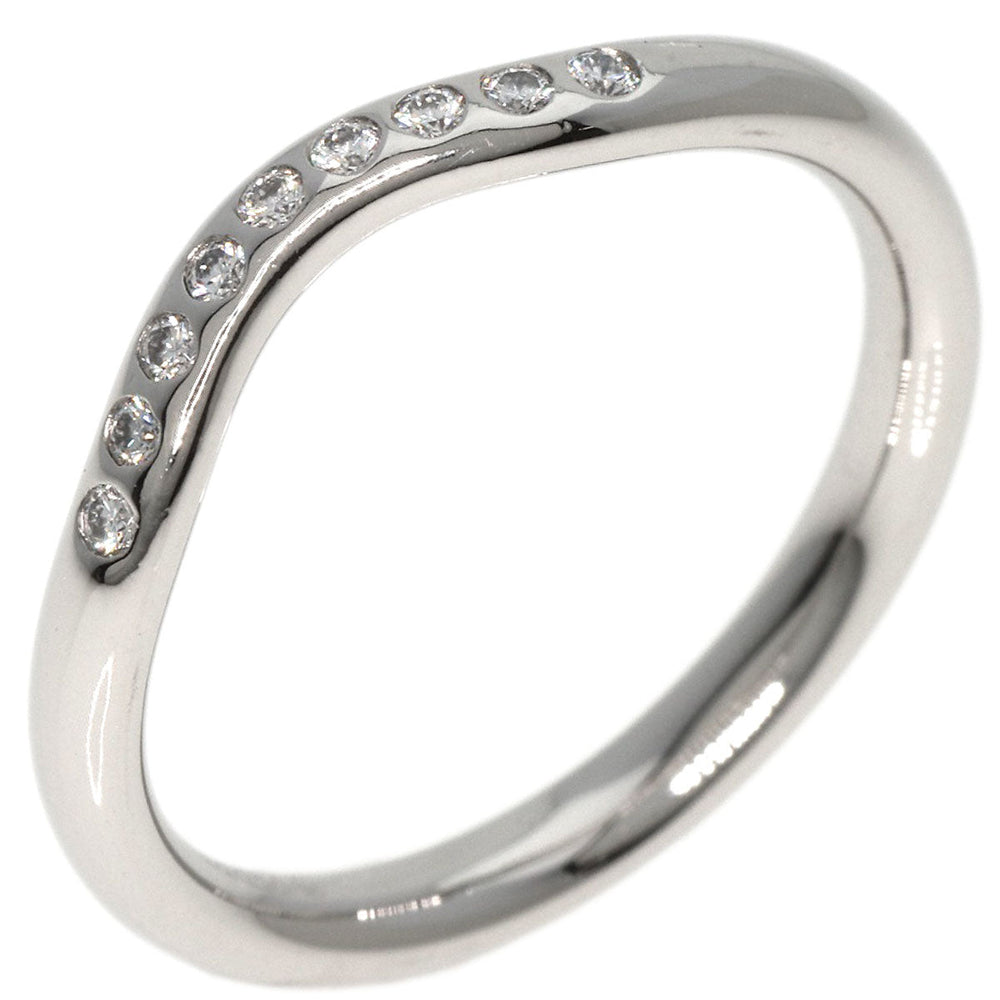 TIFFANY&Co. Ring PT950 Silver Curved band diamond Women Used Authentic