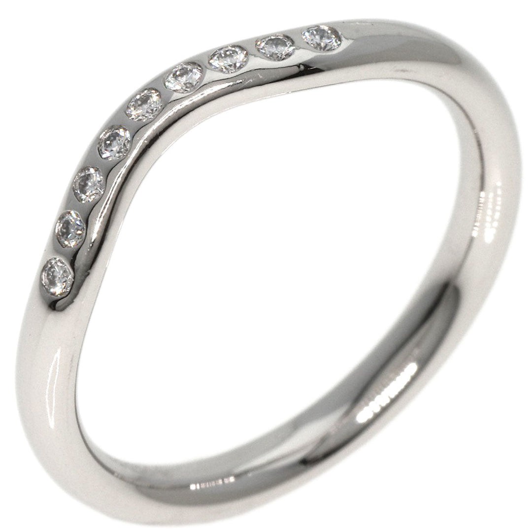 TIFFANY&Co. Ring PT950 Silver Curved band diamond Women Used Authentic