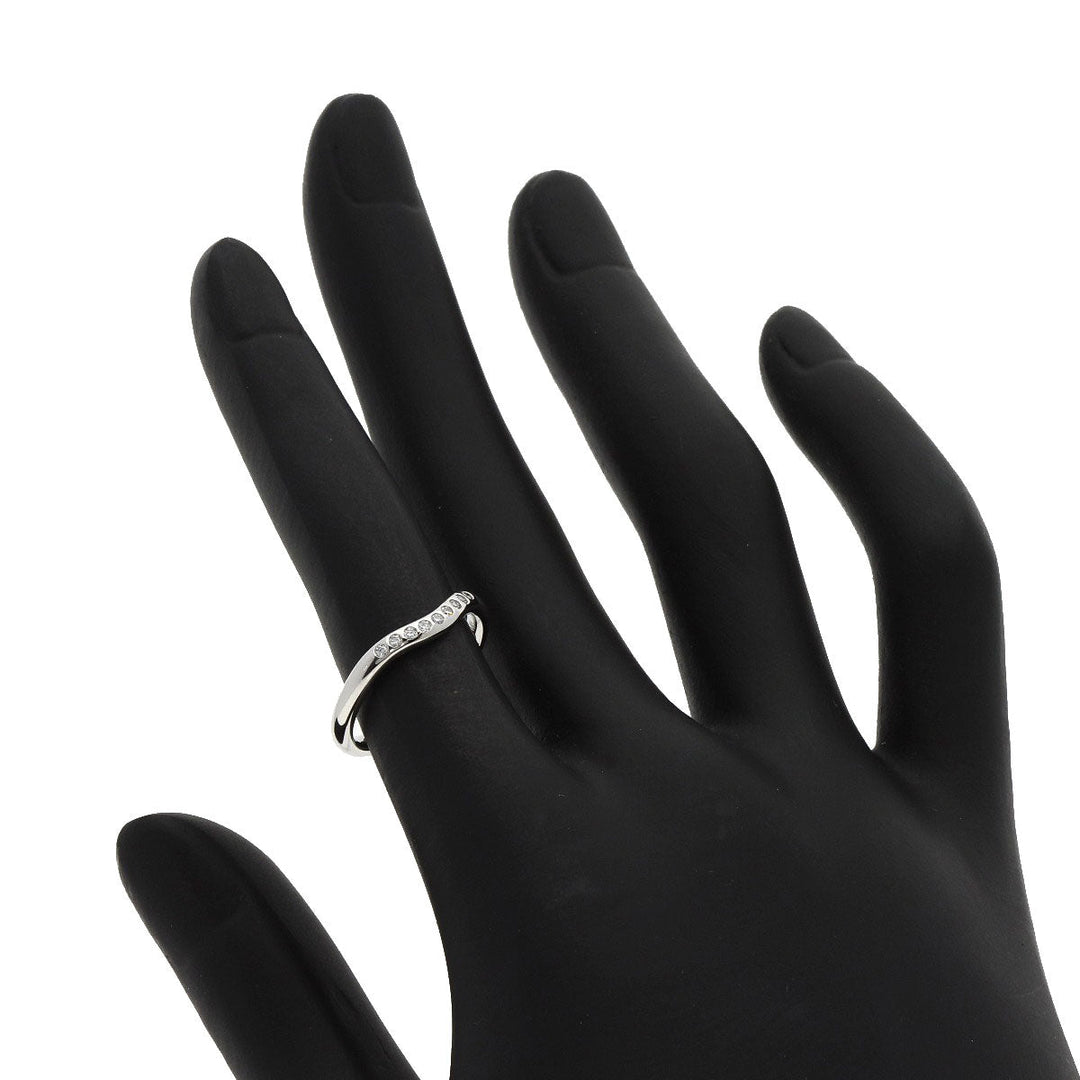 TIFFANY&Co. Ring PT950 Silver Curved band diamond Women Used Authentic