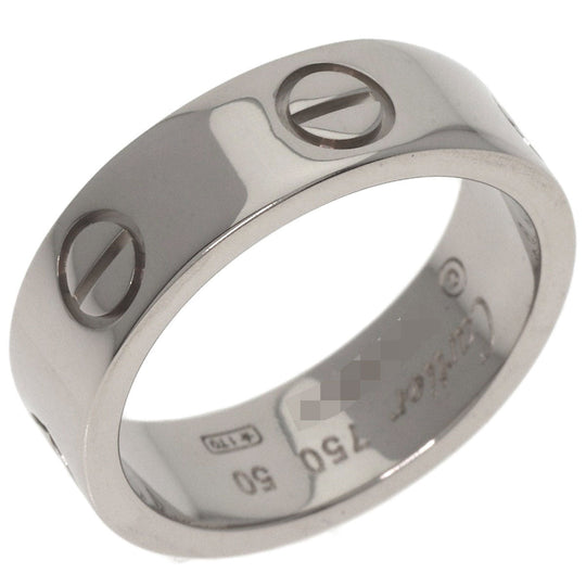CARTIER Ring K18WG Silver Love Ring #50 Women Used Authentic