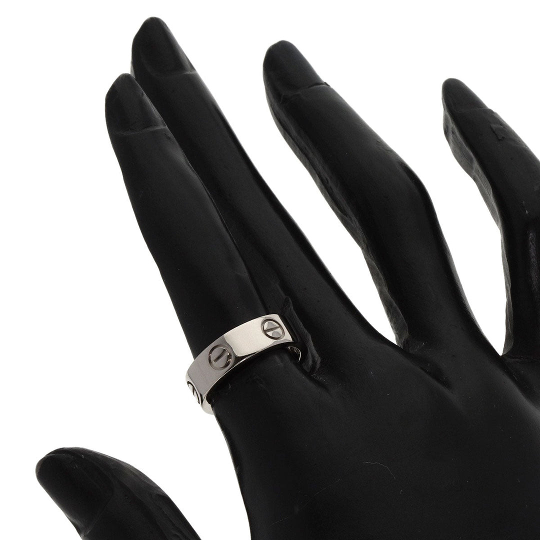 CARTIER Ring K18WG Silver Love Ring #50 Women Used Authentic