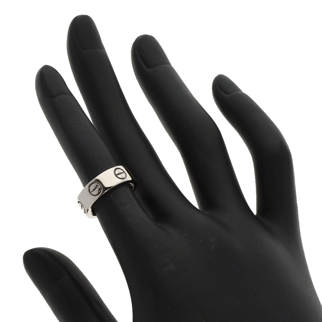 CARTIER Ring K18WG Silver Love Ring #47 Women Used Authentic