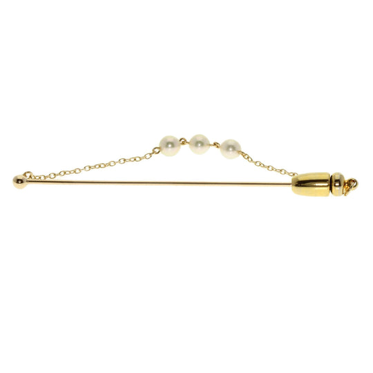 MIKIMOTO Brooch K14YG gold Pearl Pin Brooch Women Used Authentic