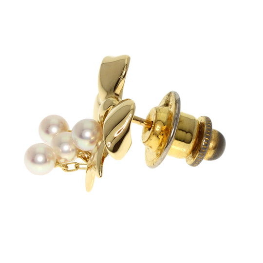 MIKIMOTO Brooch 18K Yellow Gold gold Pearl Ribbon Pin Brooch Women Used Authentic