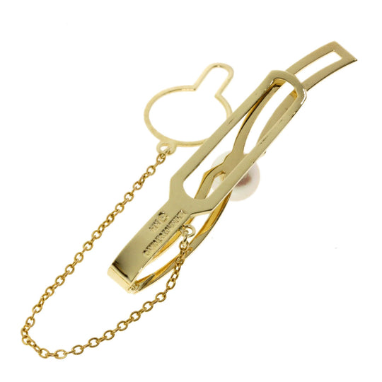 MIKIMOTO Tie pin K14YG gold Pearl mens Used Authentic