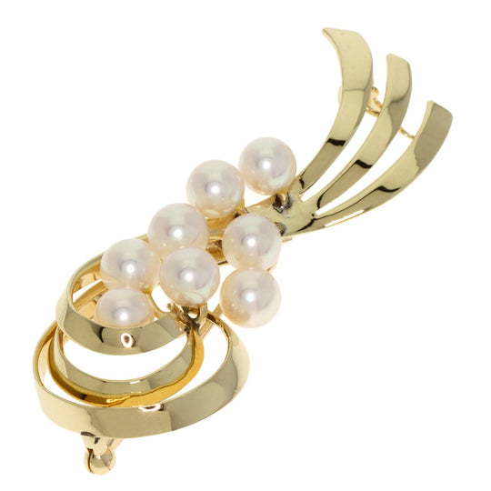 MIKIMOTO Brooch K14YG gold Pearl Women Used Authentic