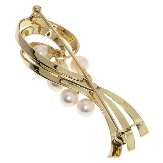 MIKIMOTO Brooch K14YG gold Pearl Women Used Authentic