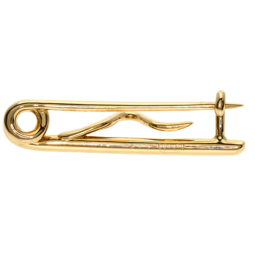 HERMES Brooch 18K Yellow Gold gold Wave motif Women Used Authentic