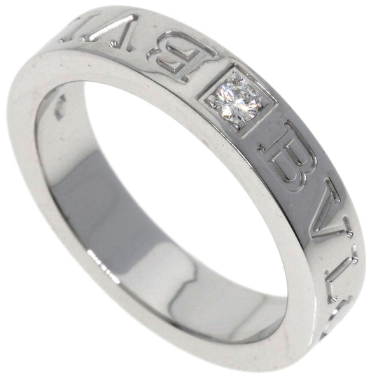 BVLGARI Ring K18WG Silver Double logo diamond