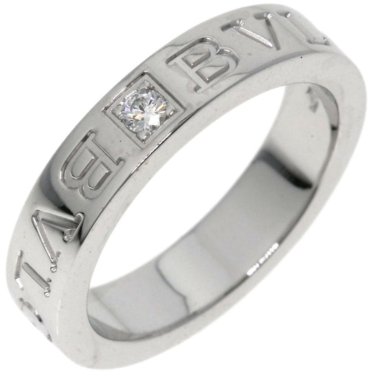 BVLGARI Ring K18WG Silver Double logo diamond